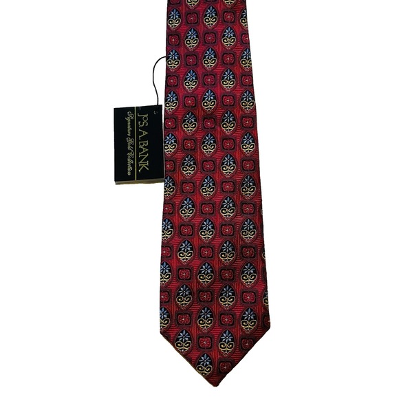 Jos. A. Bank Other - Jos. A. Bank Signature Gold Tie Red Silk w/ Regal Medallion Motif 3.5"x58" NWT‎